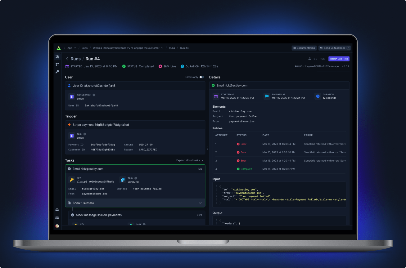 Trigger.dev dashboard