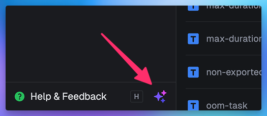 AI help button in the dashboard