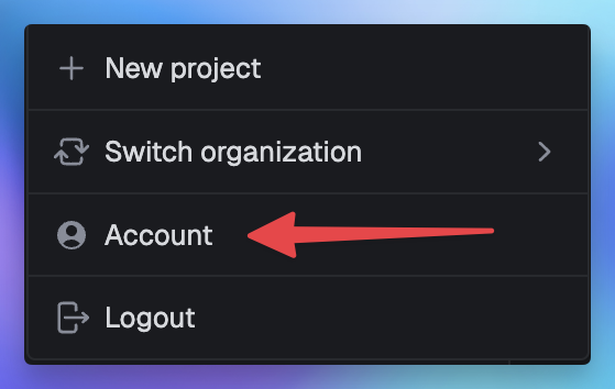 Account menu