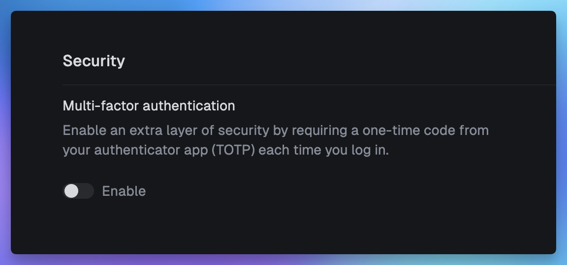 Enable MFA