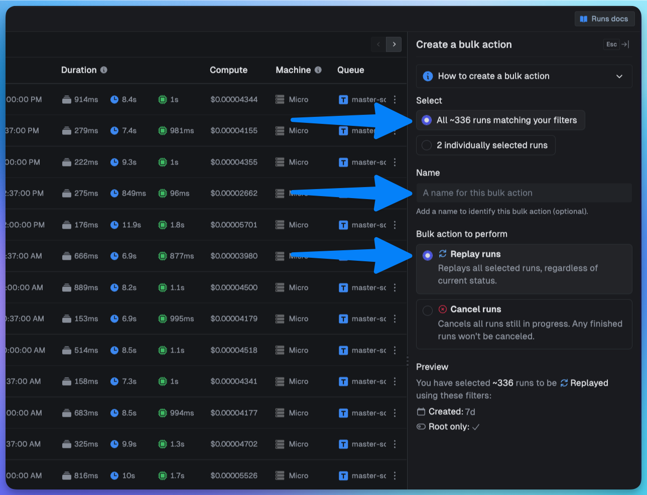 Bulk actions button