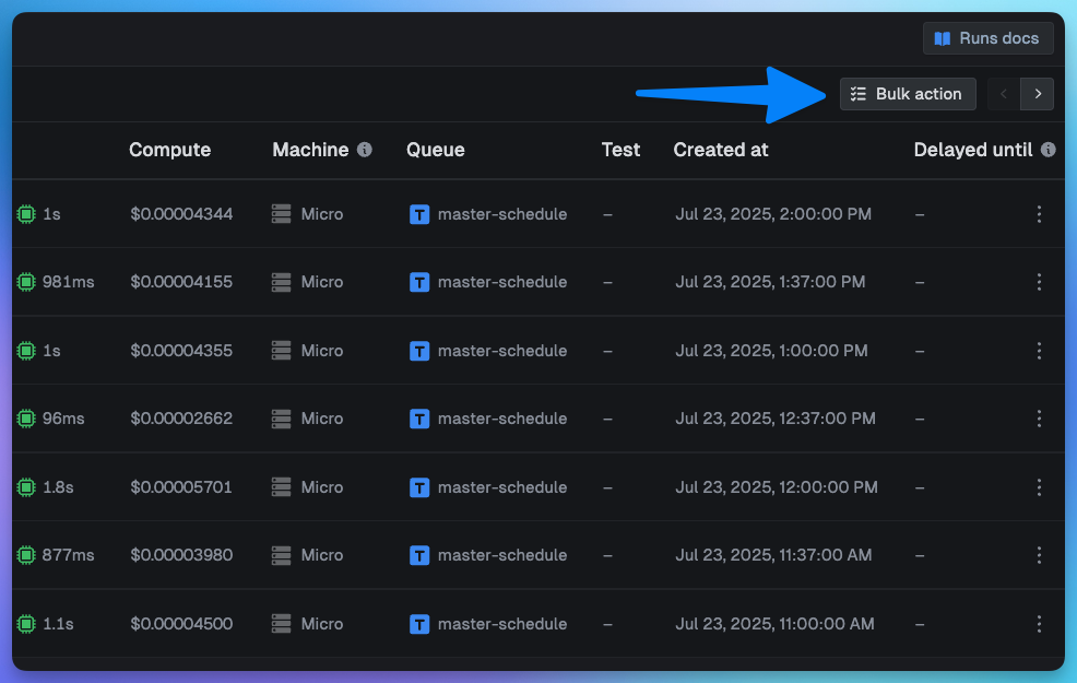 Bulk actions button