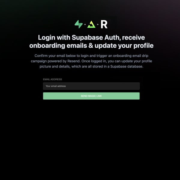 Login with Supabase Auth, send onboarding emails and store user details